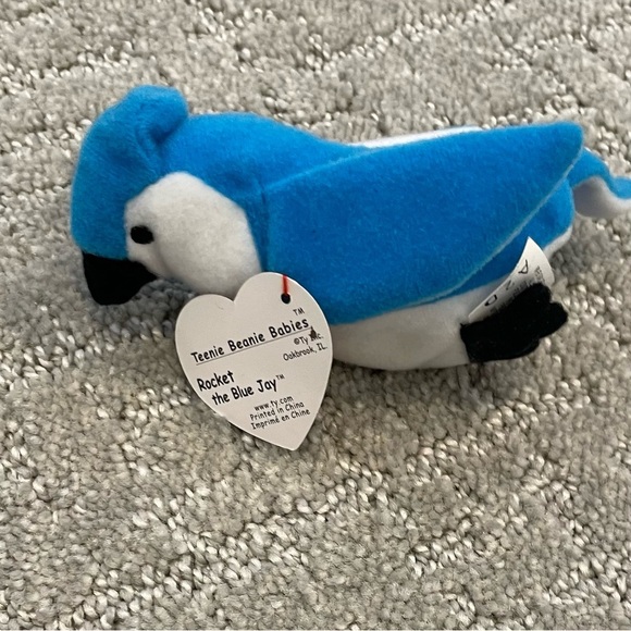 Ty Teenie Beanie Baby Blue White Black Rocket Bluejay with Tag McDonald’s Toy - Picture 1 of 1